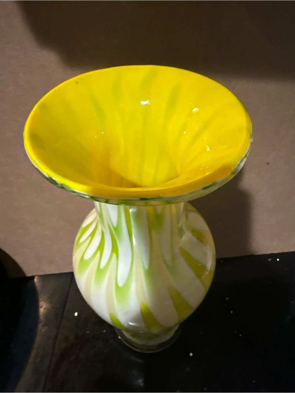 Glass Decorative Vase in Yellow and White - Home Accents